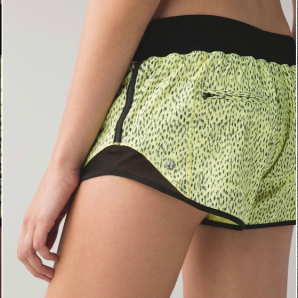 lululemon athletica Neon Yellow Black Printed Athletic Shorts